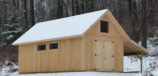 a shed with overhand built in Marlboro Vermont