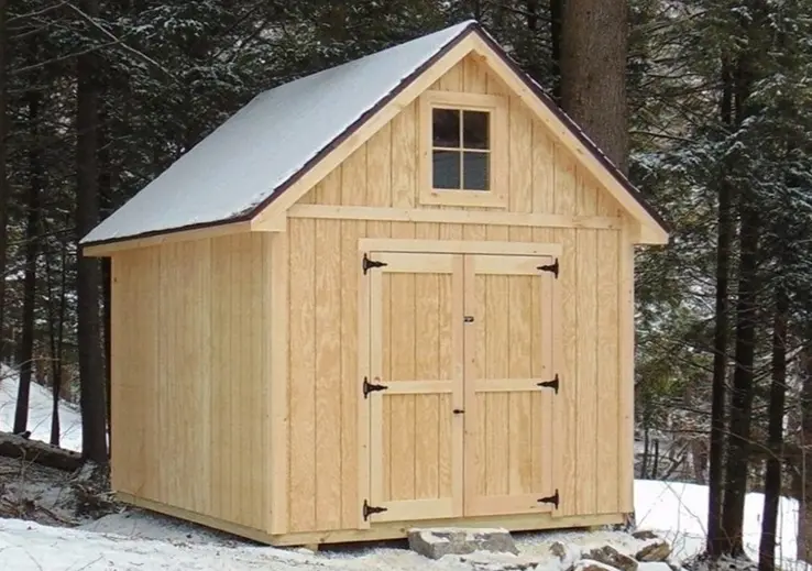 a select shed shown in winter in Warren Vermont