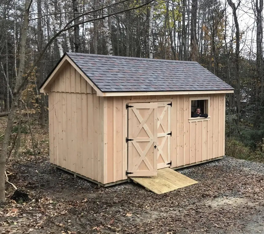 a select shed with double door and window upgrades